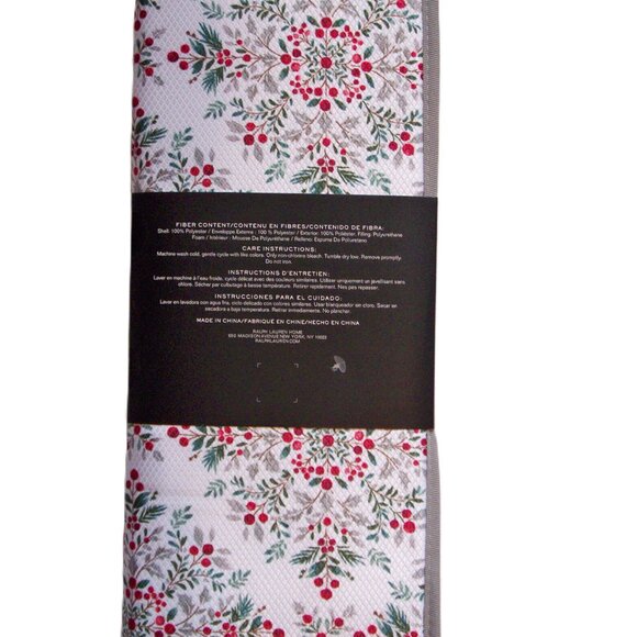 Lauren Set of 2 Reversible Drying Mats Holly Berries Leaves Winter Holidays NIP - Picture 2 of 5